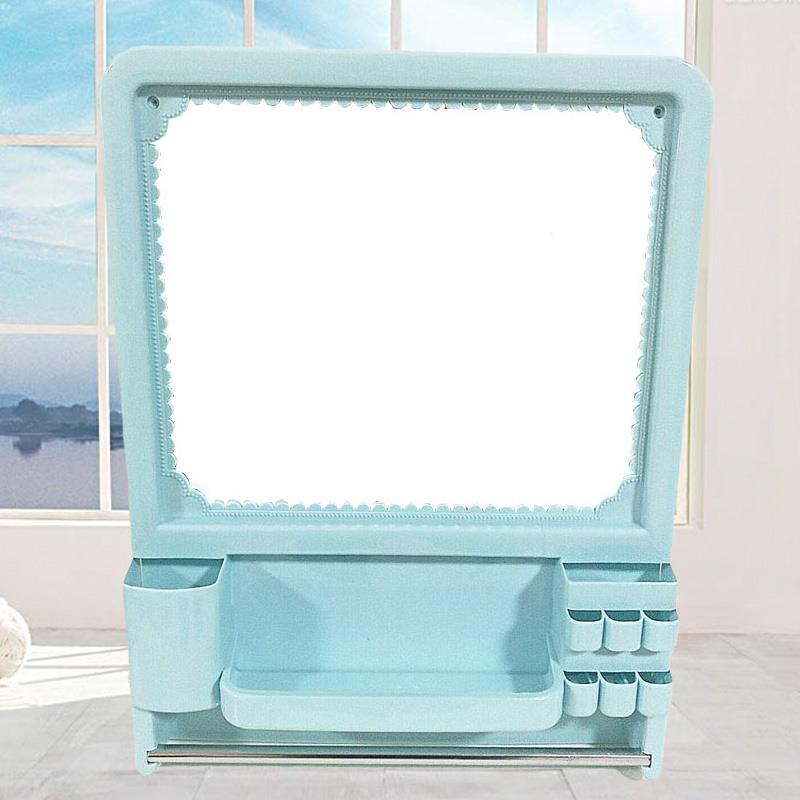 个性毛巾杆竖挂镜子挂墙镜卫生间卧室洗澡间小户型浴镜方形壁挂镜