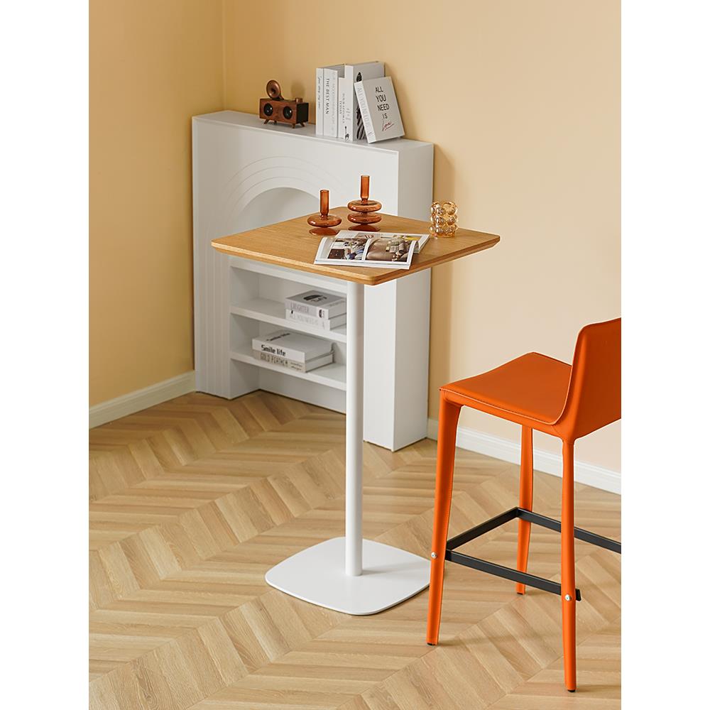 北欧实木高吧台桌简约现代方形网红奶茶咖啡休闲桌子高脚桌小方桌