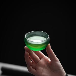 帝王绿岩韵琉璃杯功夫茶杯品茗杯单杯小茶杯轻奢主人杯茶盏礼盒装