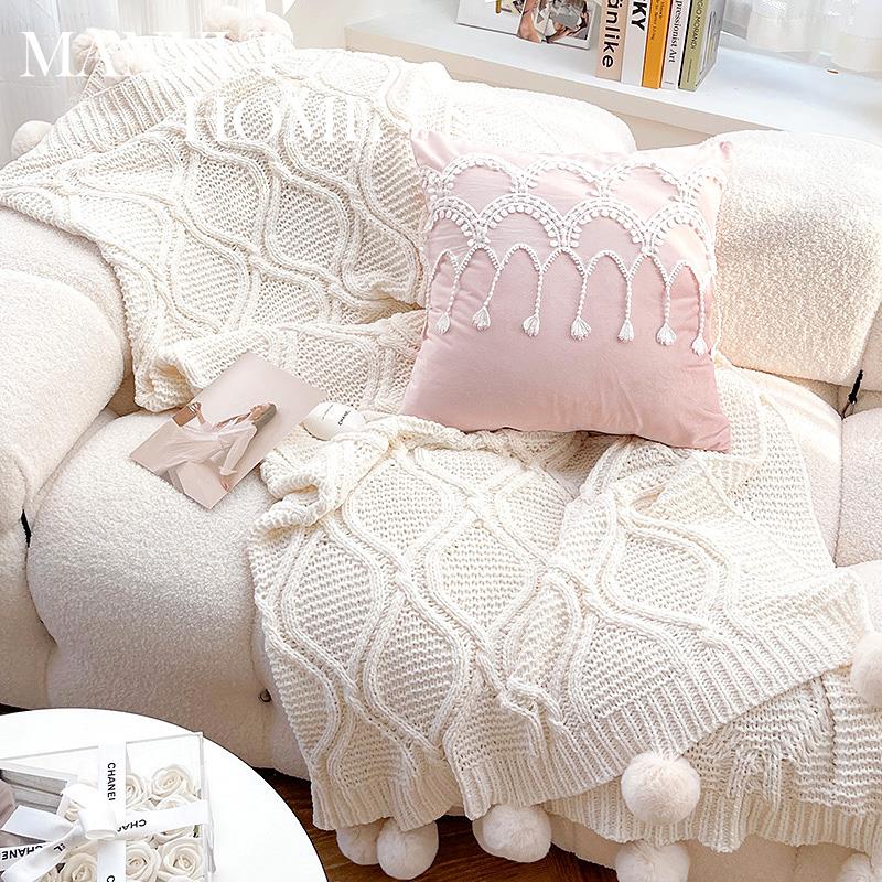 蔓越家 ins少女网红款抱枕抱枕套客厅沙发针织毯午睡空调毯靠垫