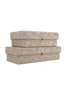 MOON慕空间现代样板间鳄纹信封箱卡其色收纳盒衣帽间摆件软装装饰