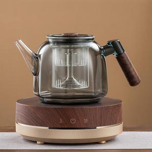 胡桃木玻璃煮茶壶新款 电陶炉煮茶器蒸煮喷淋式 一体家用泡茶壶套装