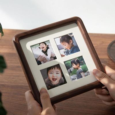 时几初四九宫格胡桃木相框摆台定制洗照片实木正方形儿童情侣相簿