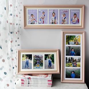 冲洗照片做成相框摆台加卡纸567寸三连四联多张儿童宝宝组合挂墙