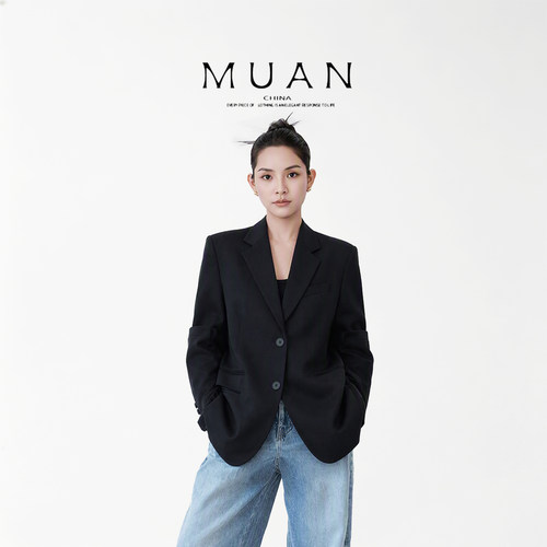 木岸muan韩系西装外套春秋高级宽松显瘦休闲通勤上衣女YJ-23781