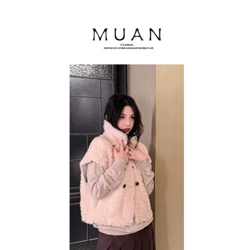 木岸muan奶霜马甲秋冬定制100%羊毛松弛千金风马甲女YJ2-26D3602