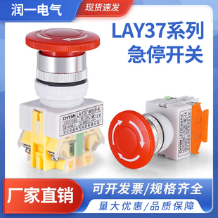 急停开关按钮LAY37-11ZS自锁手扶梯电梯紧急开关蘑菇头22mm按钮