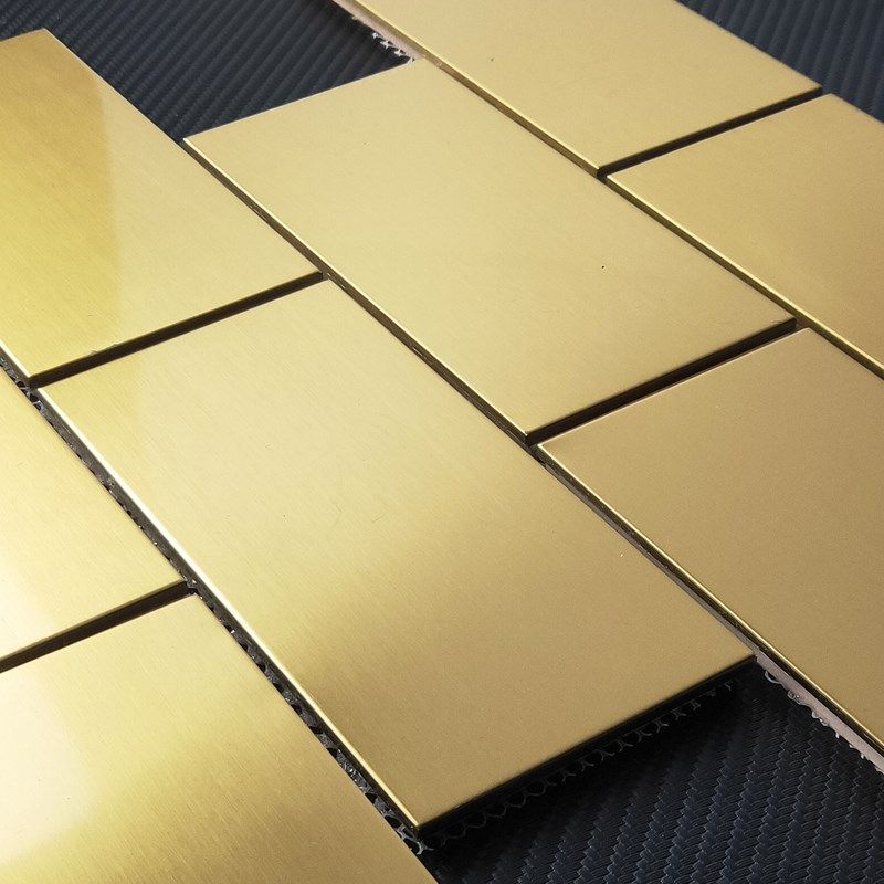 金色不锈钢马赛克瓷砖金属墙贴玄关客厅背景墙方砖墙砖自粘拉丝砖