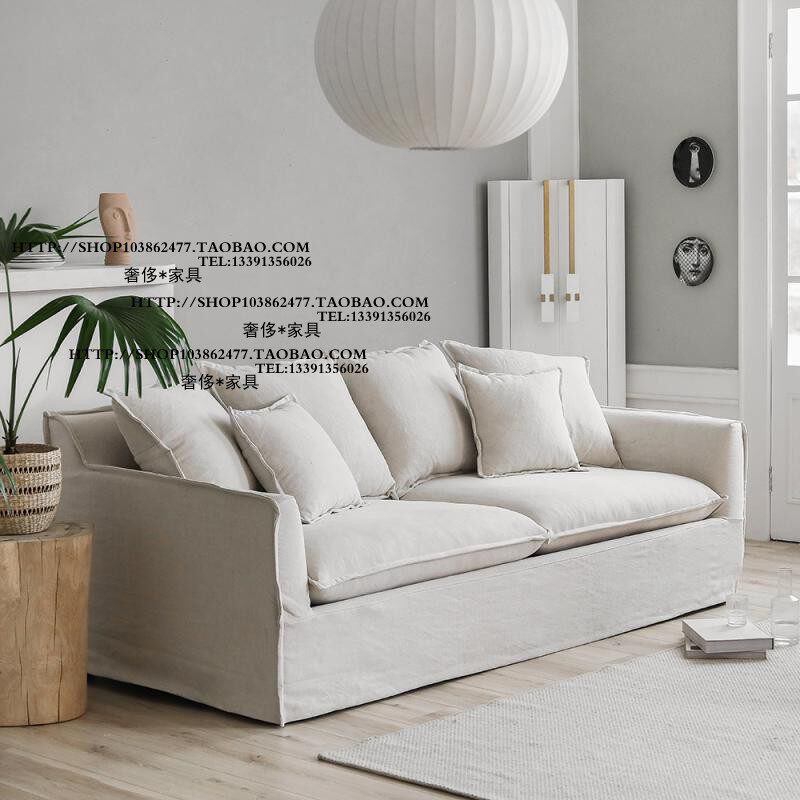 高端定制美式法式风格布艺单人双人三人位沙发捏边可拆洗客厅家具