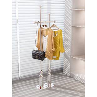 北欧不锈钢衣帽架落地入户卧室隔夜收纳轻奢小户型客厅挂衣架家用