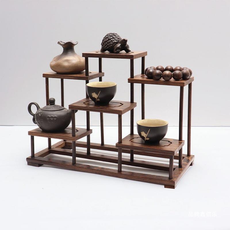 中式甜品台订婚布置鸡翅木博古架小实木点心摆台置物架收纳茶具架