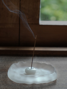 线有时琉璃香托香器·线香底座·磨砂冰白色·香插香薰底座便携