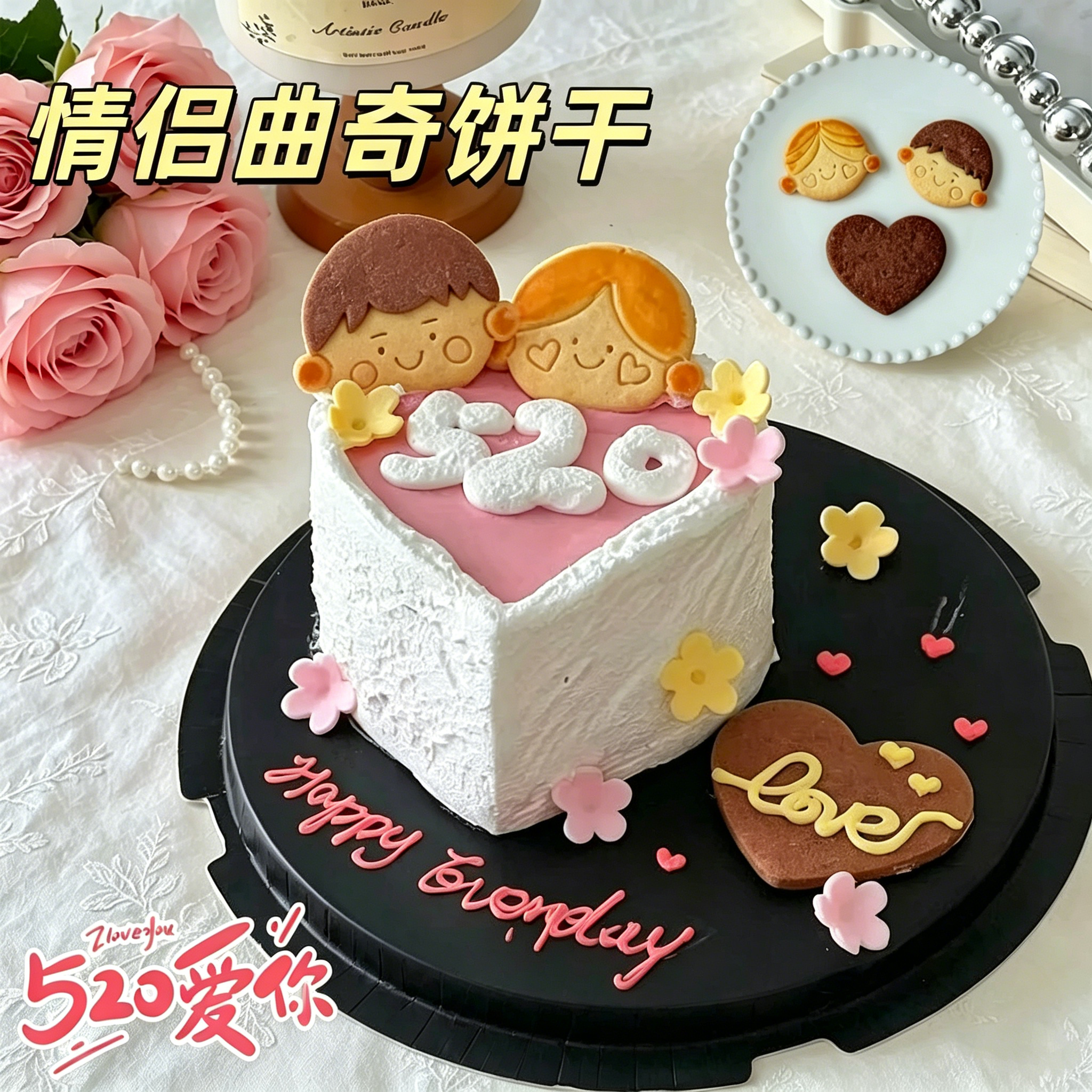 520蛋糕装饰饼干卡通小人男孩女孩娃娃爱心情侣告白烘焙甜品点缀