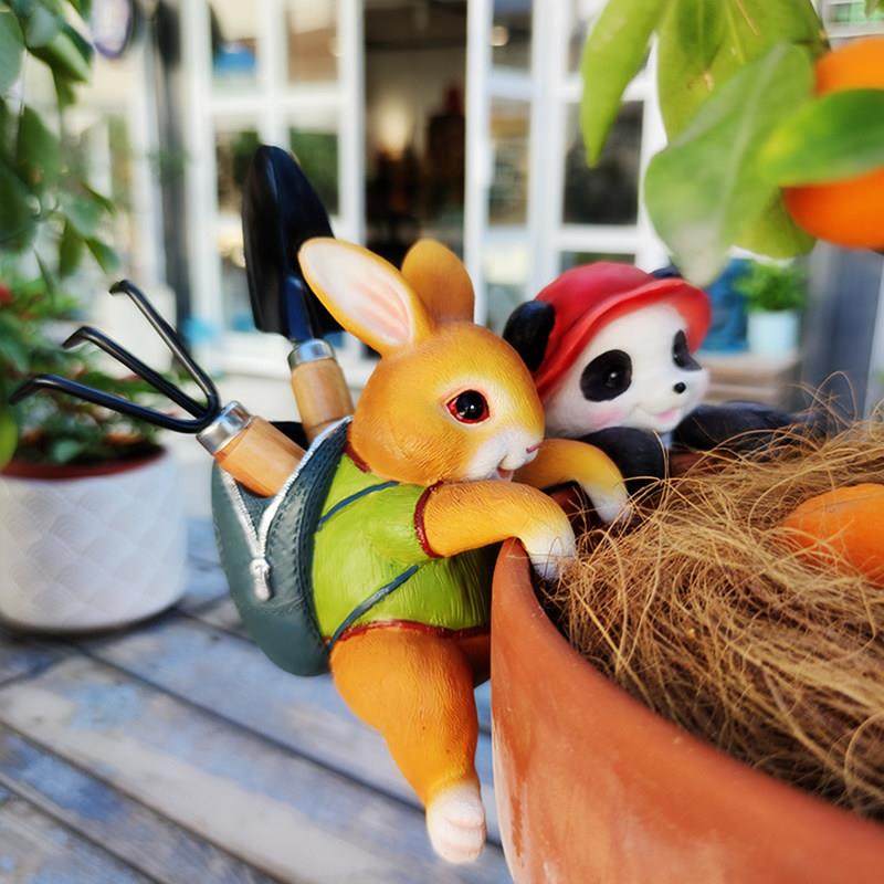 创意鱼缸小摆件花盆熊猫挂件彷真兔子盆景装饰品花园庭院民宿布景,家居饰品,装饰摆件,淘宝优惠券,粉丝福利购,淘宝优惠卷