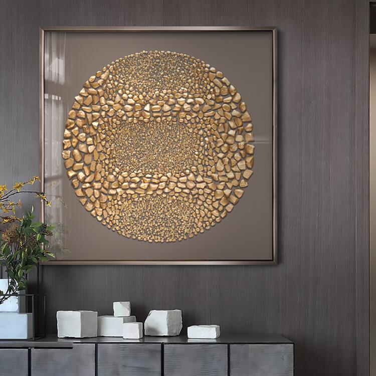 石来运转玄关客厅手工立体实物装饰画轻奢餐厅过道创意茶室挂画图片