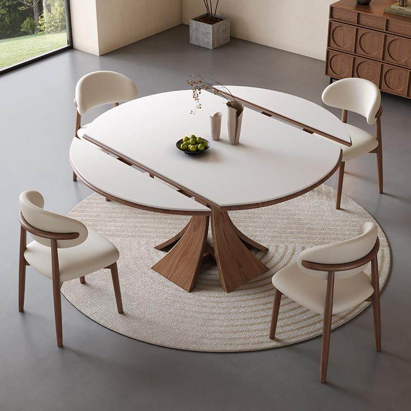 实木岩板餐桌椅组合现代简约小户型家用可伸缩折叠方圆两用吃饭桌,住宅家具,实木餐桌,淘宝优惠券,粉丝福利购,淘宝优惠卷