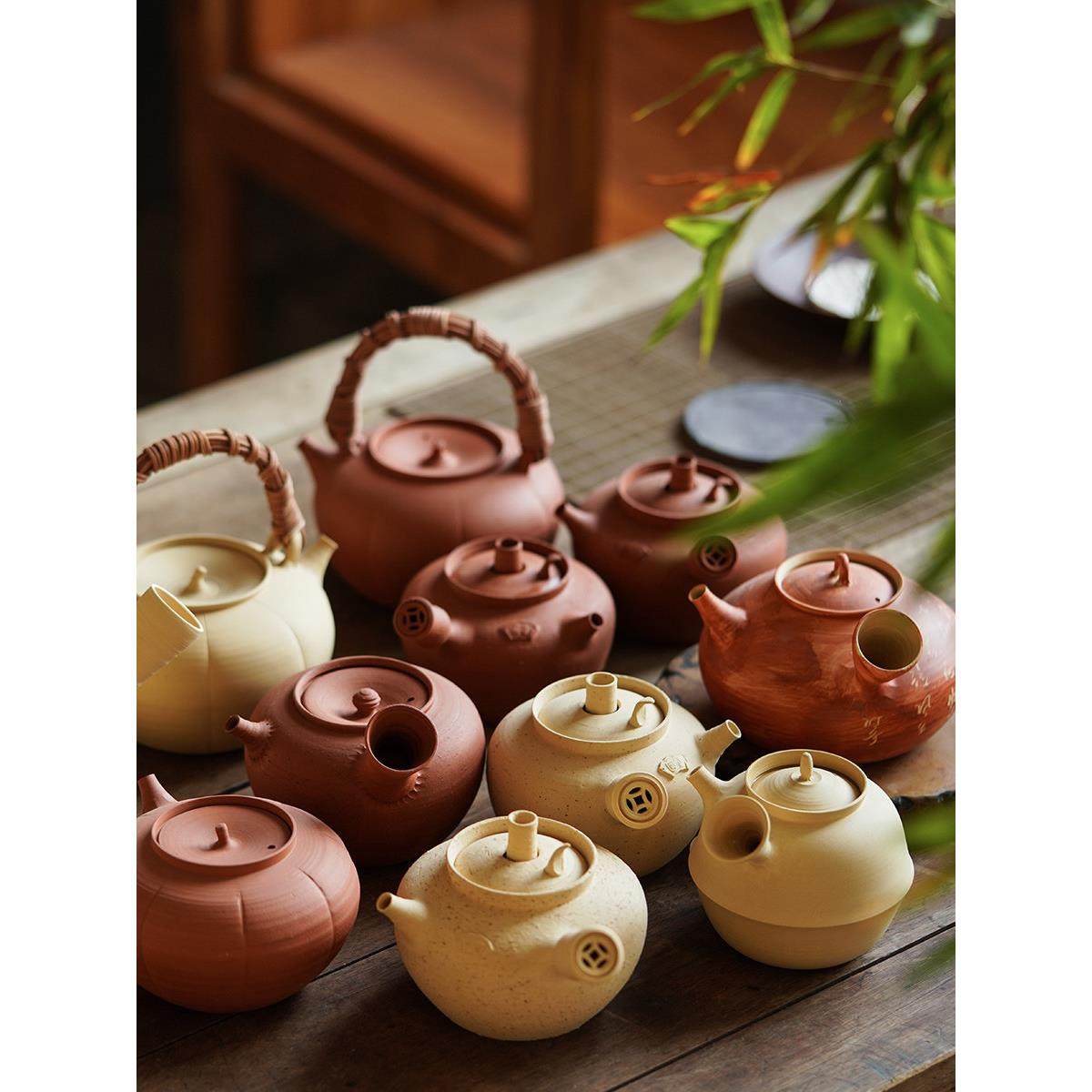 叶桥纯手工原料朱砂白泥提梁茶壶，金刚砂炉，木炭炉，茶壶，南瓜,餐饮具,茶壶,淘宝优惠券,粉丝福利购,淘宝优惠卷