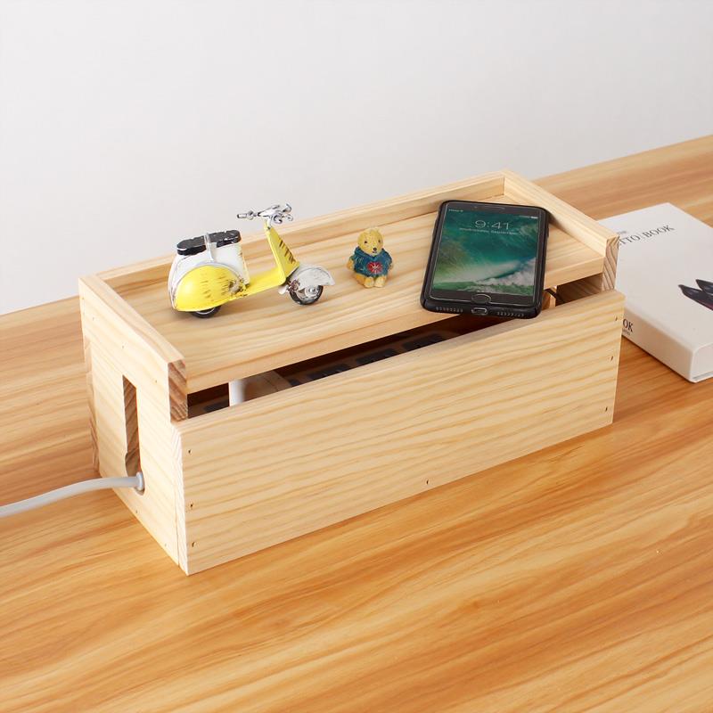 实木电线收纳盒插线板插板排插电源线数据线插座整理盒电脑理线盒