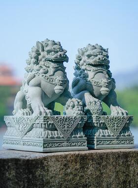 一对入口石狮饰品，镇屋入口庭院柱，前狮子开幕，好运和礼物赠送
