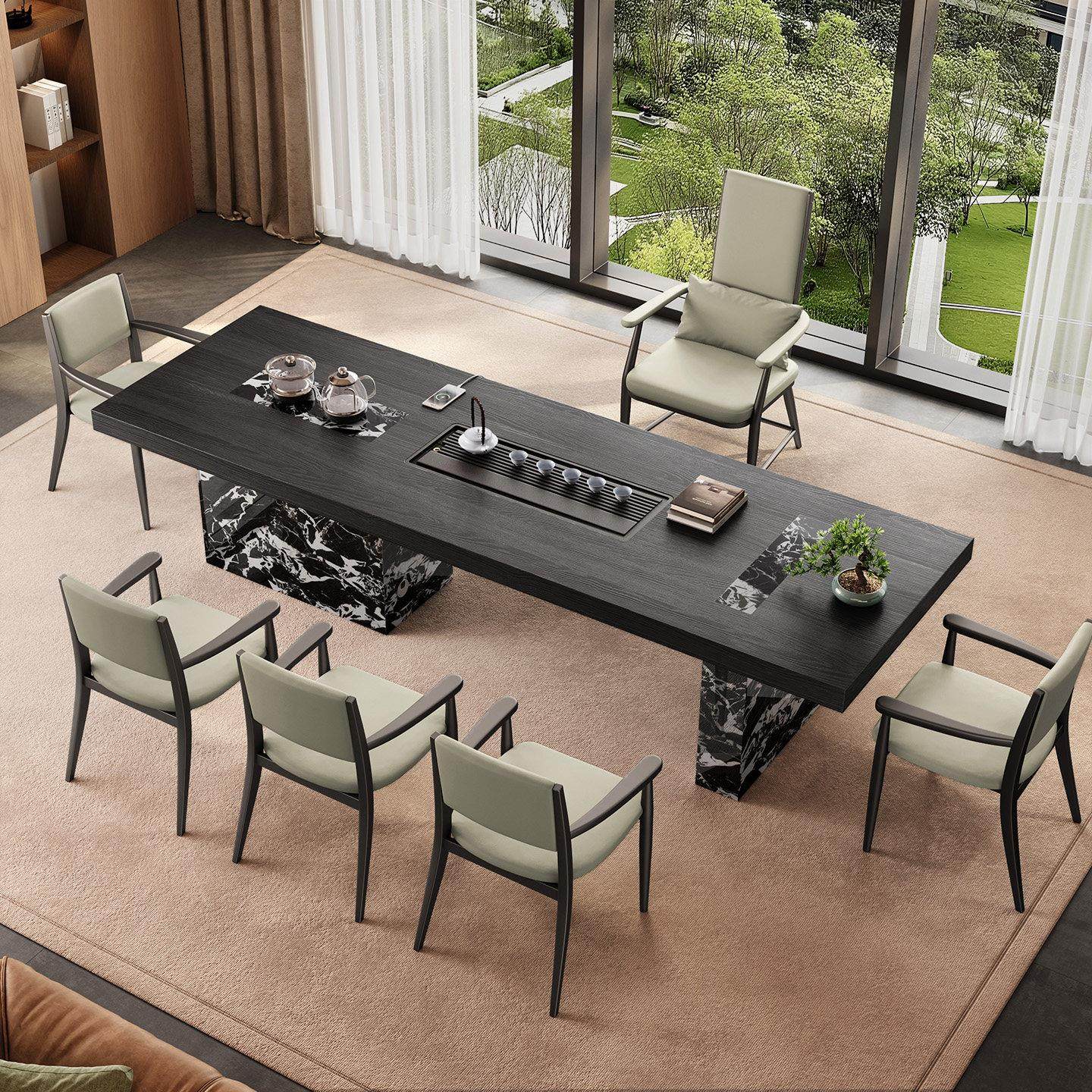 轻奢高级感岩板茶桌椅组合家用黑檀木纹岩板大板泡茶台2025新款,住宅家具,家用茶台/茶桌,淘宝优惠券,粉丝福利购,淘宝优惠卷