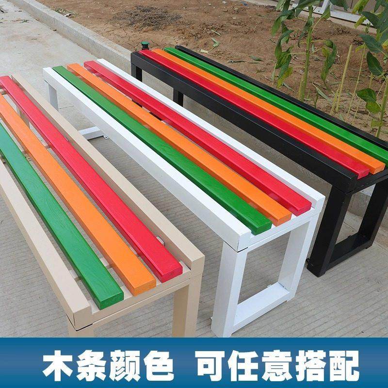 公园椅户外直排长椅防腐木公交站排椅广场休息区条椅铁艺长条凳子