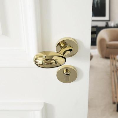 INDOORS法式金色卧室门锁鸡蛋型椭圆静音家用化妆室锁具房门把手
