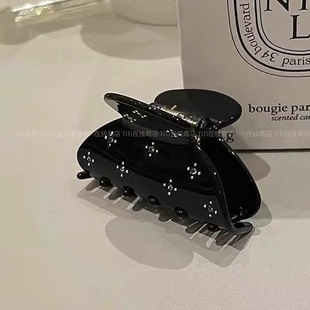 新款 韩国醋酸发夹气质满天星水钻中号鲨鱼夹半圆抓夹高级感顶夹女