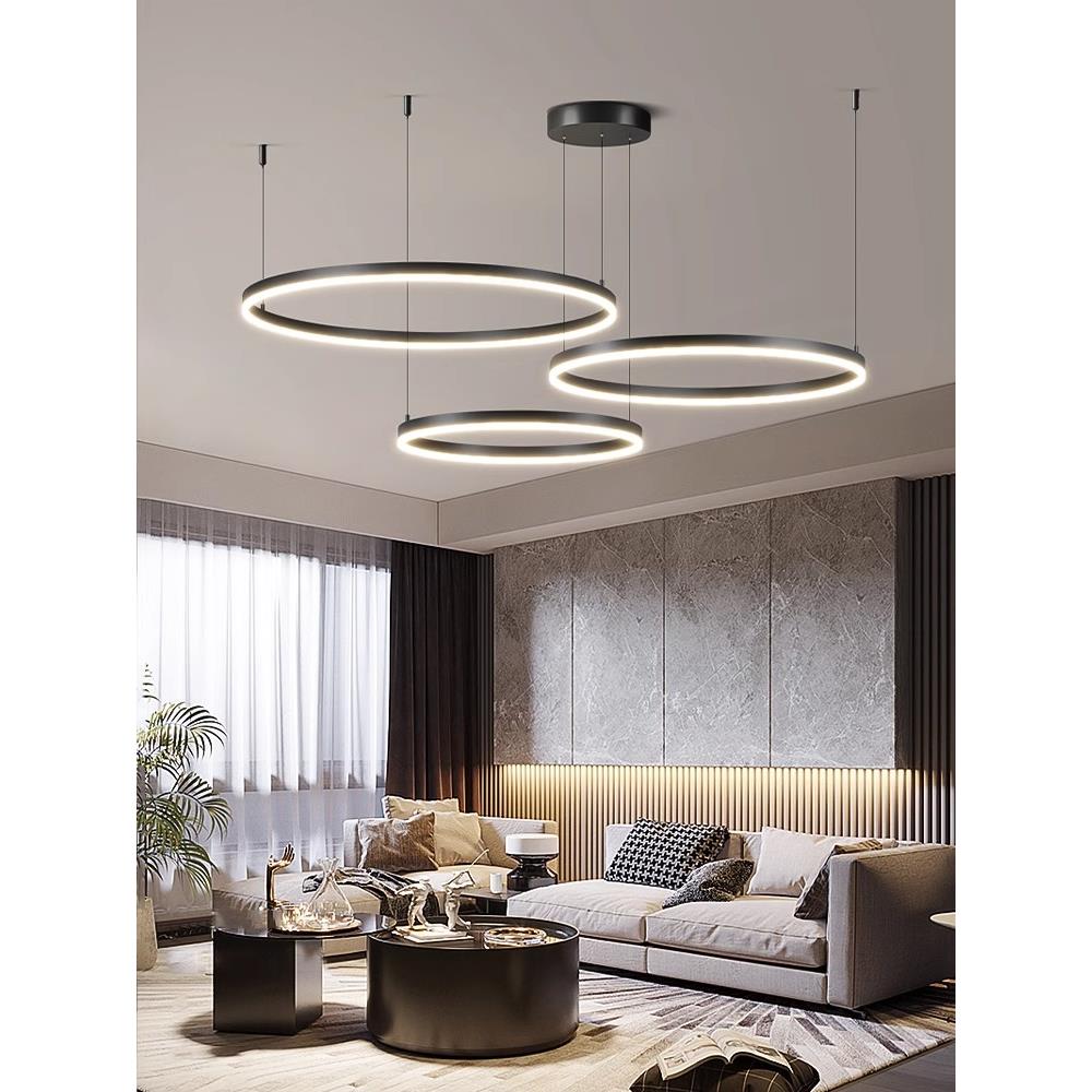 北欧客厅吊灯现代极简风格大气设计师环极简主义灯圈圈大厅主灯