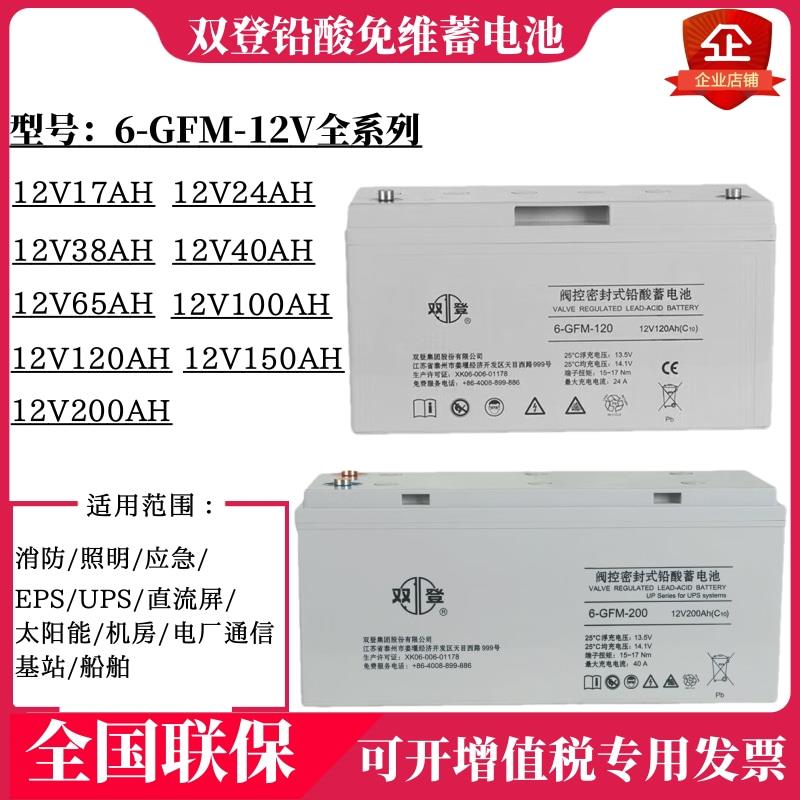 双登铅酸蓄电池6-GFM-100直流屏12V65AH 12V100AH 12V200AH储能型