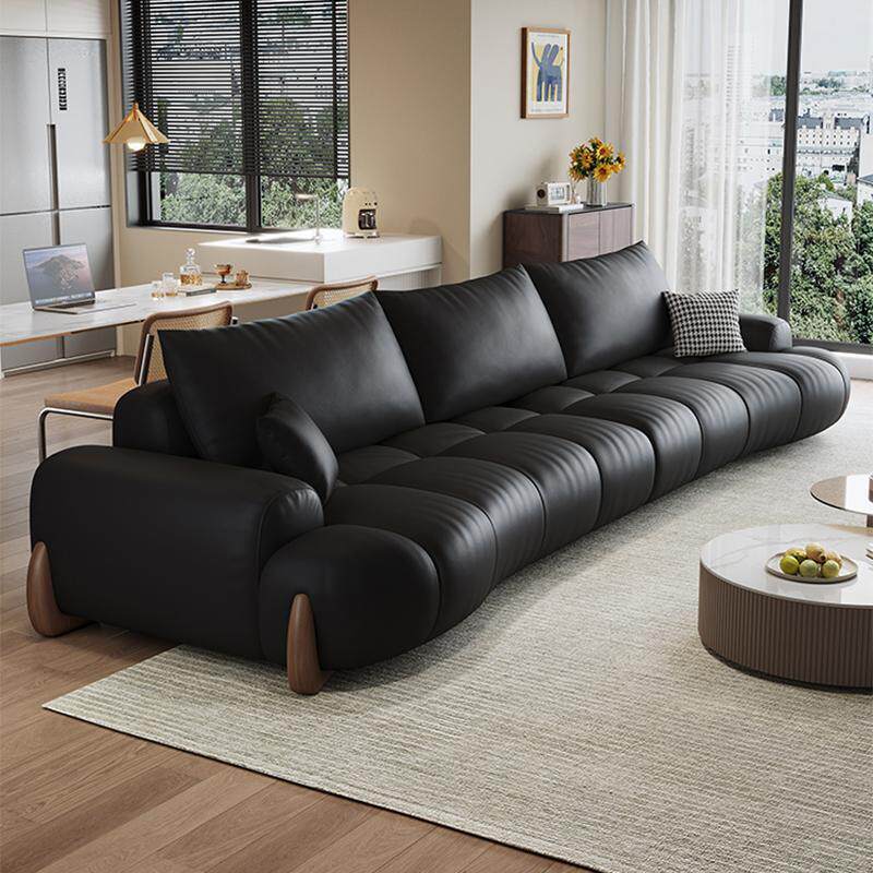 梵梦巢头层牛皮沙发客厅网红泡芙意式极简异形大坐深弧度沙发