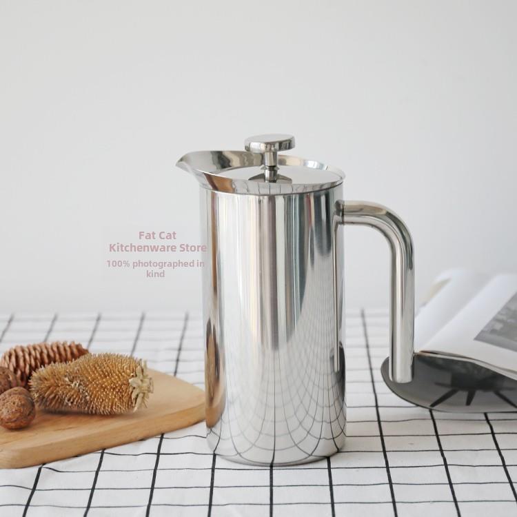 美国及某品牌双层304不锈钢保温法式压壶家用真空手冲咖啡壶，略