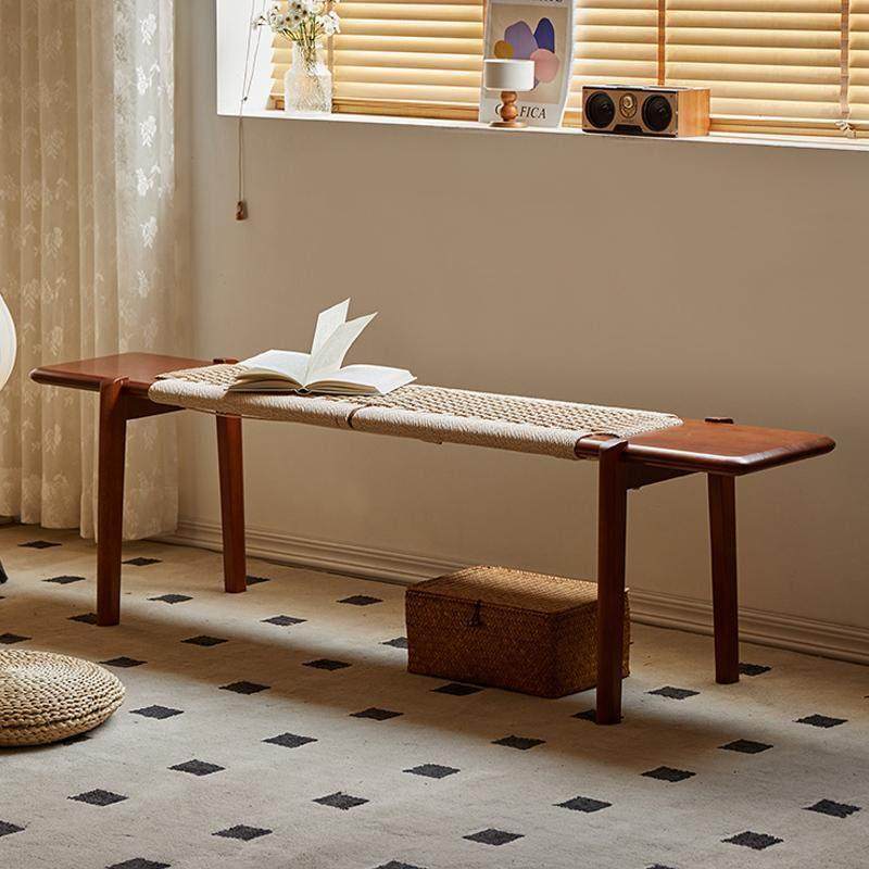 高端入户门口换鞋凳北欧家用创意绳编长条凳中覆古网红实木床尾凳,住宅家具,换鞋凳,淘宝优惠券,粉丝福利购,淘宝优惠卷