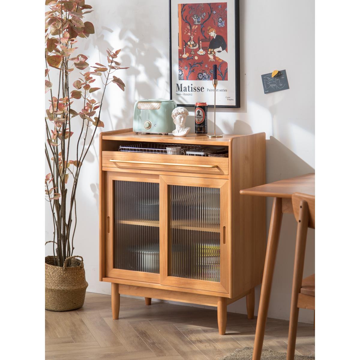 现代简约小公寓储物餐具柜全实木日本落地式茶柜斯堪的纳维亚家庭