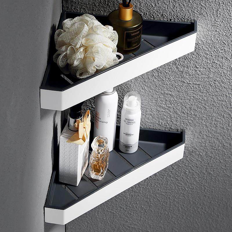 不锈钢卫生间置物架淋浴房沐浴露浴室洗漱台白色架子免打孔三角架