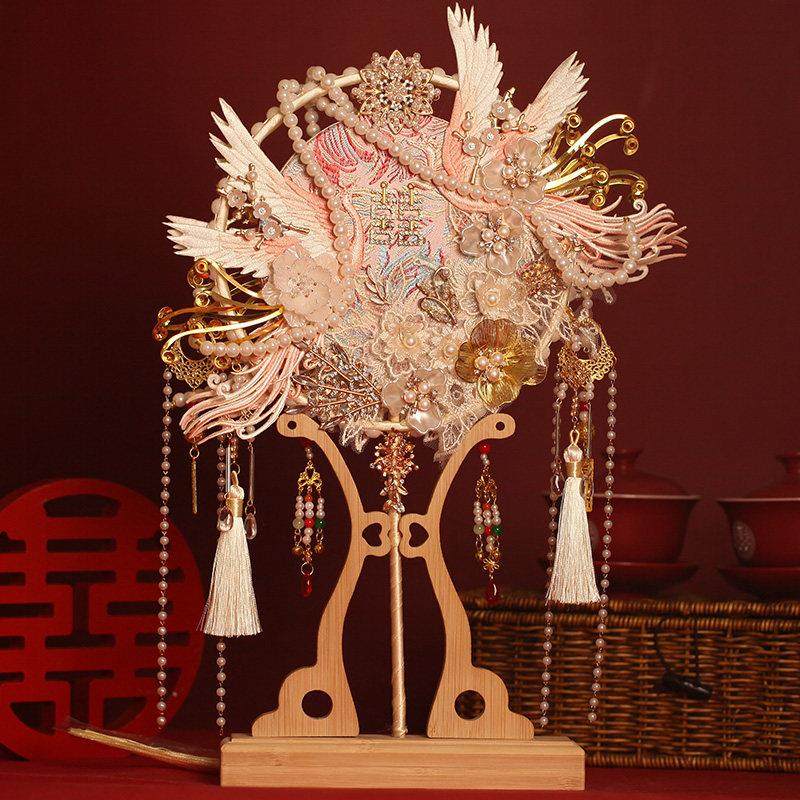 中式婚礼新娘结婚团扇工闺蜜新婚礼物高档diy手工材料包重工喜扇,家居饰品,工艺扇/团扇/喜扇/折扇,淘宝优惠券,粉丝福利购,淘宝优惠卷