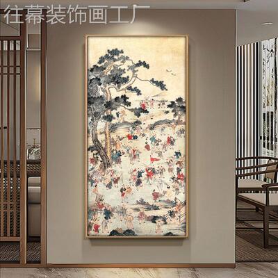 百子图玄关挂画 画百子千孙闹春迎福图壁画 画送子画 画夫妻卧室