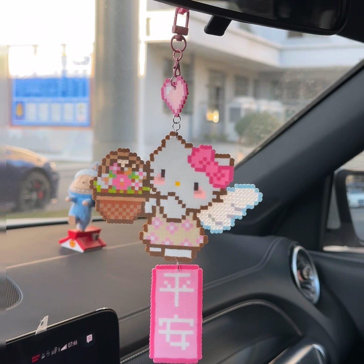 拼豆成品可爱卡通helloKitty猫钥匙扣汽车挂件送闺蜜女友礼物生日