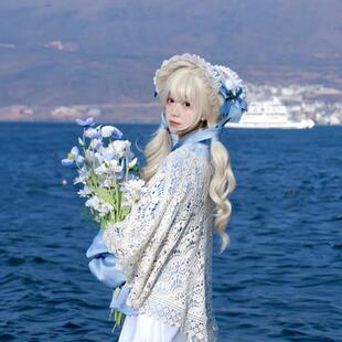 汉洋折衷头饰田园风洛丽塔草帽汉洋折衷多色蕾丝蝴蝶结发饰扁帽lo