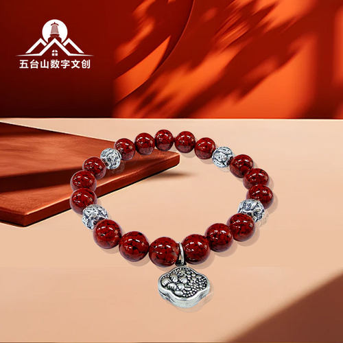 五台山原创晶体朱砂银饰手串