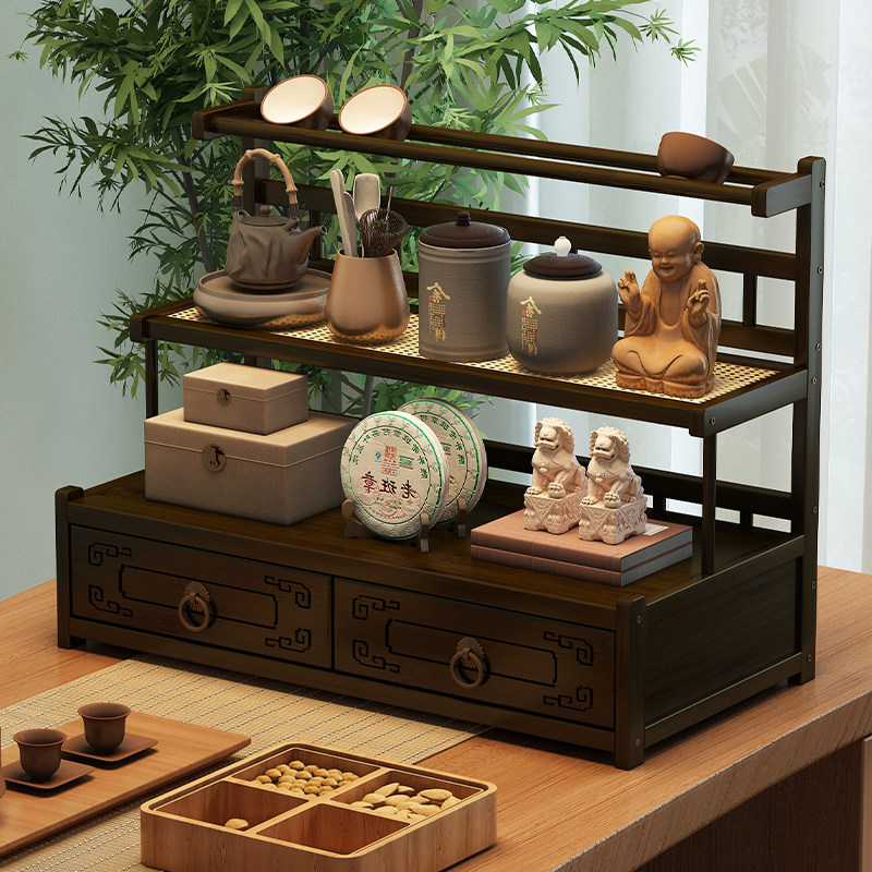 小型桌面博古架新中式多功能置物架茶室茶桌收纳架茶叶茶具展示架,住宅家具,多宝格/博古架,淘宝优惠券,粉丝福利购,淘宝优惠卷