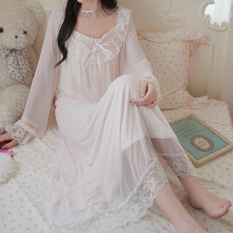 宫廷风法式睡衣女连衣裙高级感小众垂感仙女长款公主风睡裙春秋季