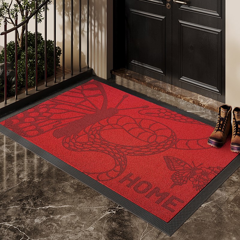 高端入户门地垫蛇年别墅大门口进门脚垫新春红色喜庆防滑地毯定制