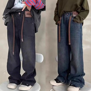 男童休闲长裤 波拉韩国童装 儿童直筒裤 2023秋冬款 子 女童加绒牛仔裤