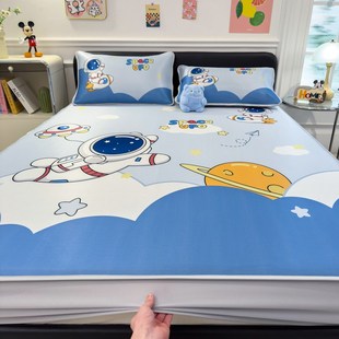 空调软席子可机洗防滑 儿童卡通床笠款 夏季 冰丝凉席三件套2025新款