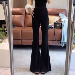 高腰显瘦气质百搭垂感喇叭拖地裤 黑色微喇西装 新款 女2025春季 女 裤