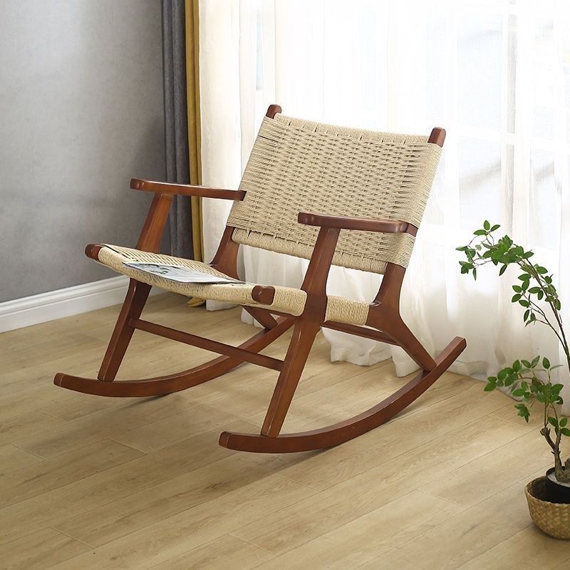 北欧实木绳编织摇摇椅家用日式懒人藤编沙发躺椅阳台客厅休闲椅子,住宅家具,摇椅,淘宝优惠券,粉丝福利购,淘宝优惠卷