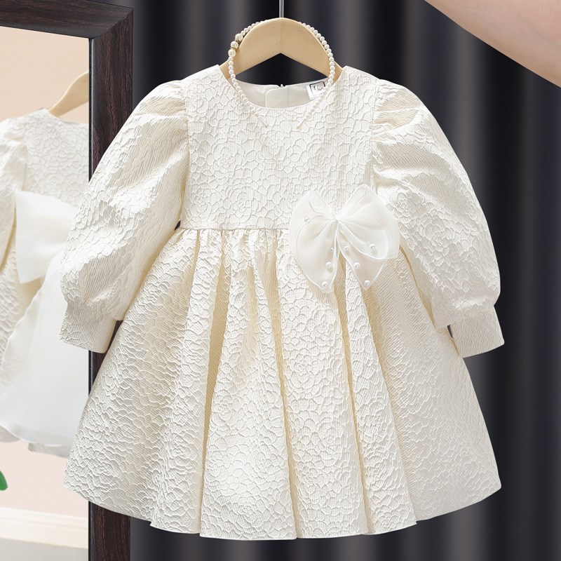 女童白色公主裙礼服小女孩宝宝一周岁生日花童婚礼儿童连衣裙夏装图片