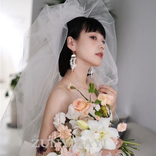 抓纱蓬蓬纱影楼拍照旅拍堆积纱新娘造型头纱头饰发饰婚纱配饰品