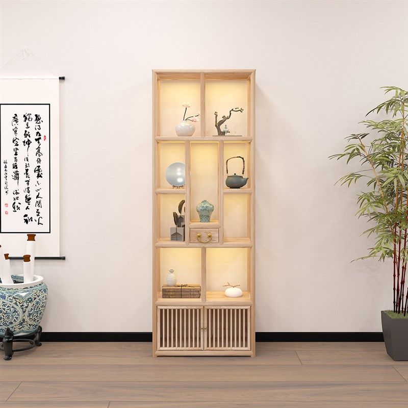 新中式实木博古架茶叶展示柜原木置物架子隔断多宝阁小型现代简约,住宅家具,多宝格/博古架,淘宝优惠券,粉丝福利购,淘宝优惠卷