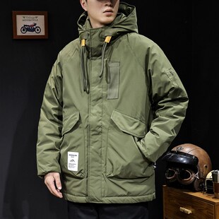 羽绒服男b冬季2024新款抗寒军大衣保暖男士潮牌工装外套大码中长